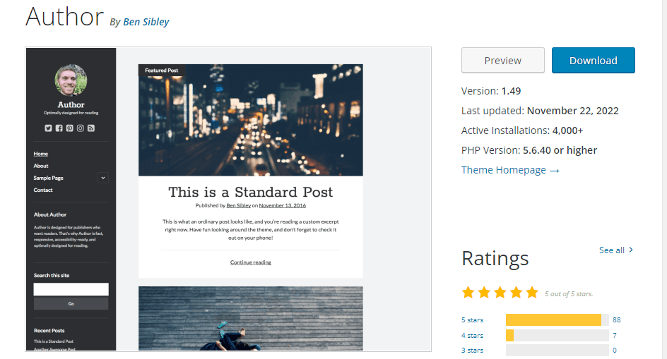 free wordpress author theme