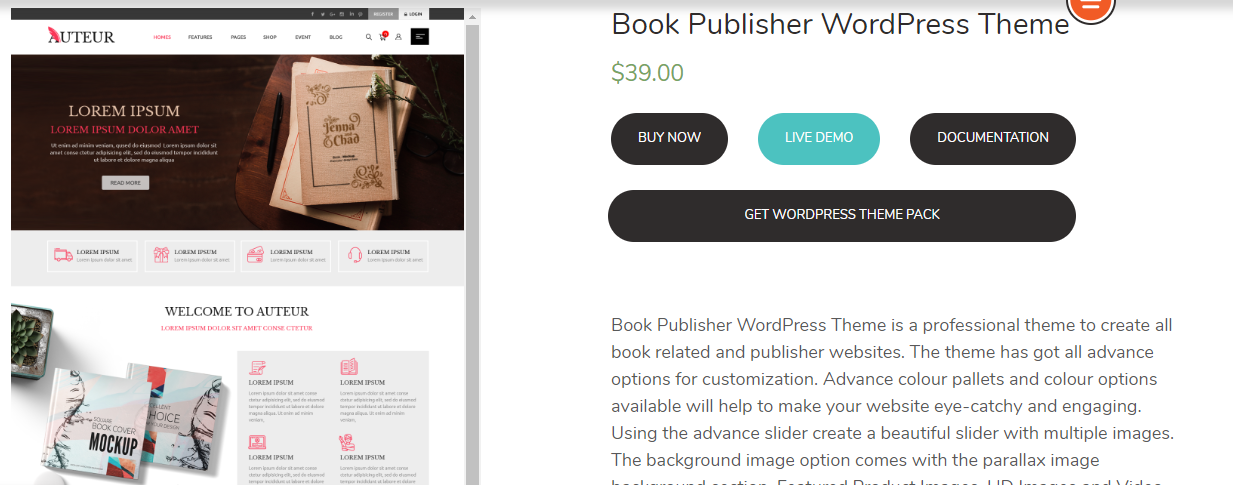 Book publisher wordpress theme for publishers writers and bloggers